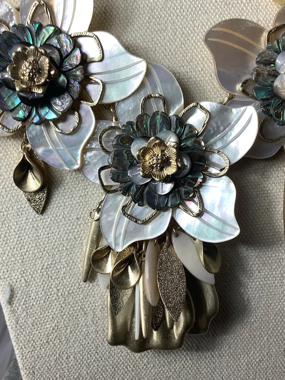 Yellow Beaded Floral Statement Necklace